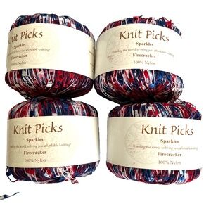 Knit Picks Lot of 4 Sparkles Firecracker 100% Nylon Ladder Ribbon Yarn 50g each